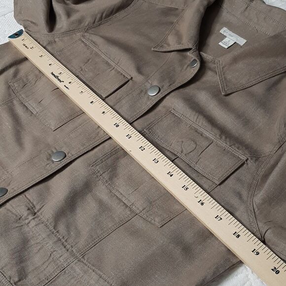 Cato Tan Clasp Button Down Shirt with  Drawstring Synch Waist - Picture 8 of 11